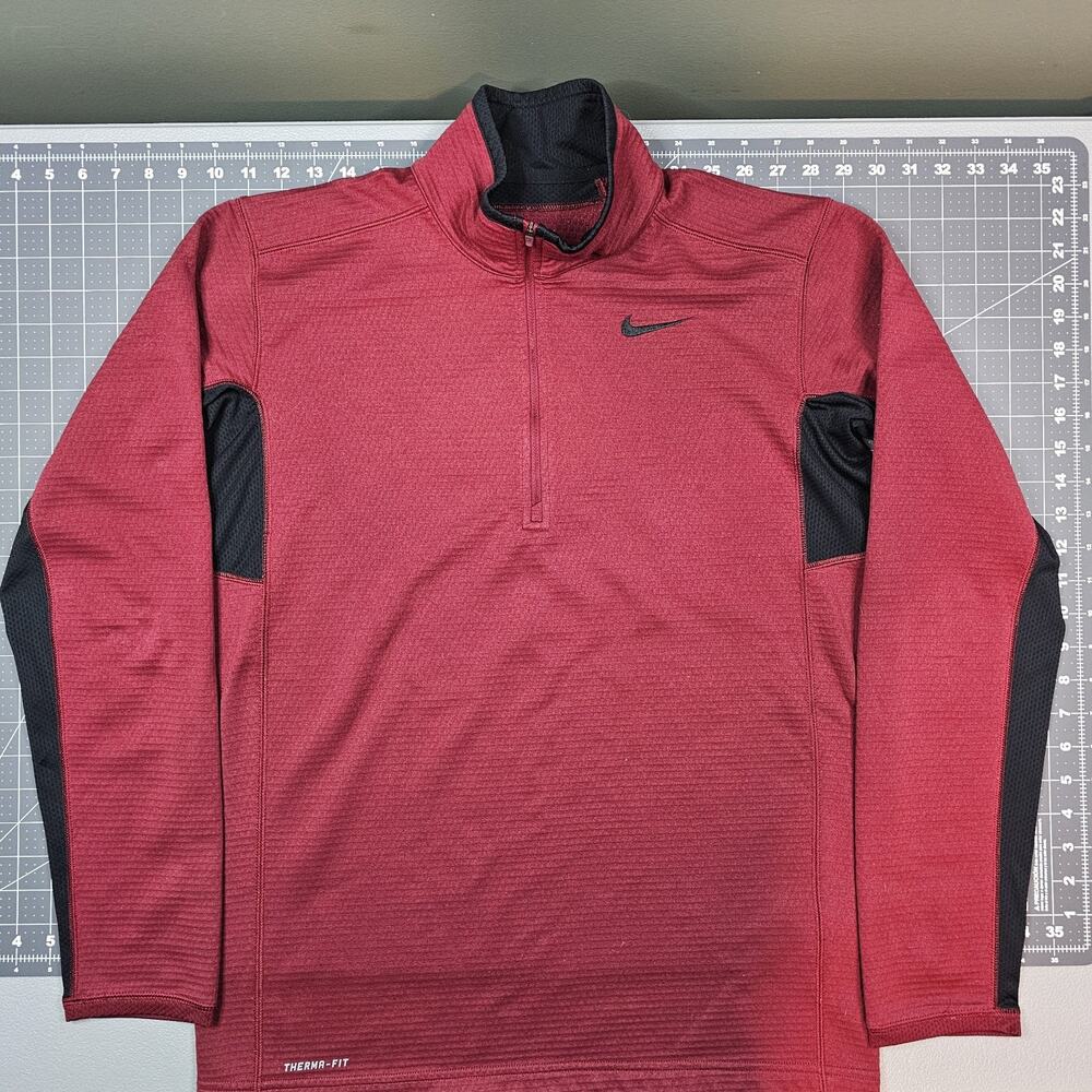 Nike Therma Fit 1/4 Zip Sweatshirt Medium Red Waffle Techwear Vented Golf Active
